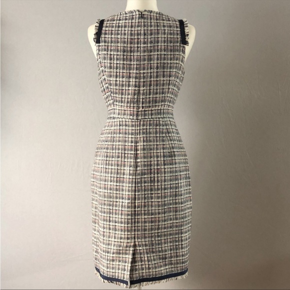 J.CREW TWEED FRINGE SHEATH DRESS RED WHITE BLUE - Picture 5 of 9